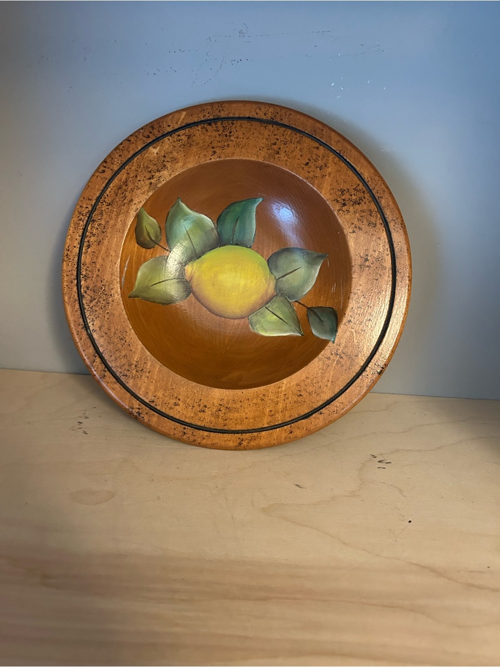 Hand-Painted Lemon Decorative Serving Bowl - Yellow & Green